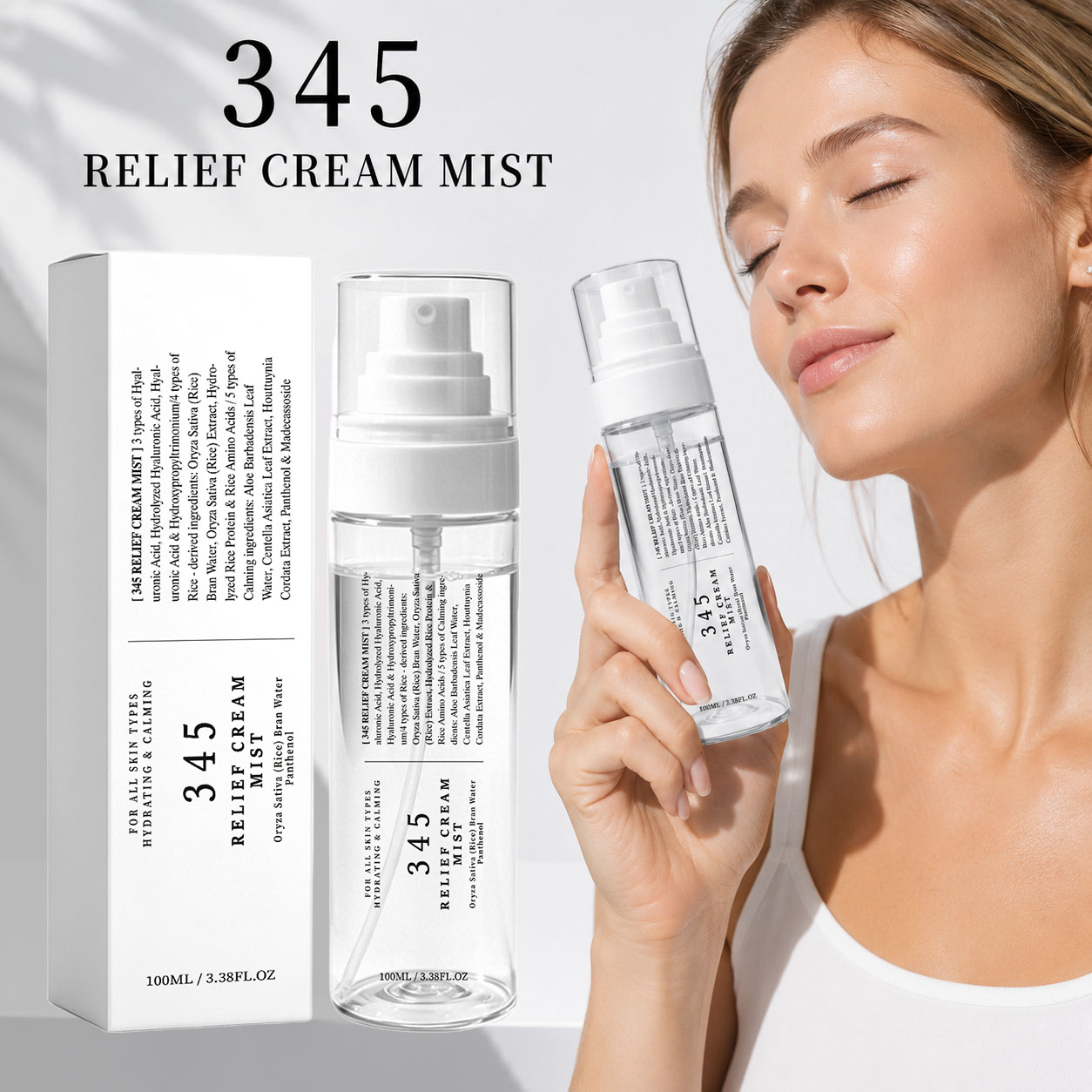 345 Relief Cream Mist Korean S - đánh giá và giá Centella Asiatica Toner